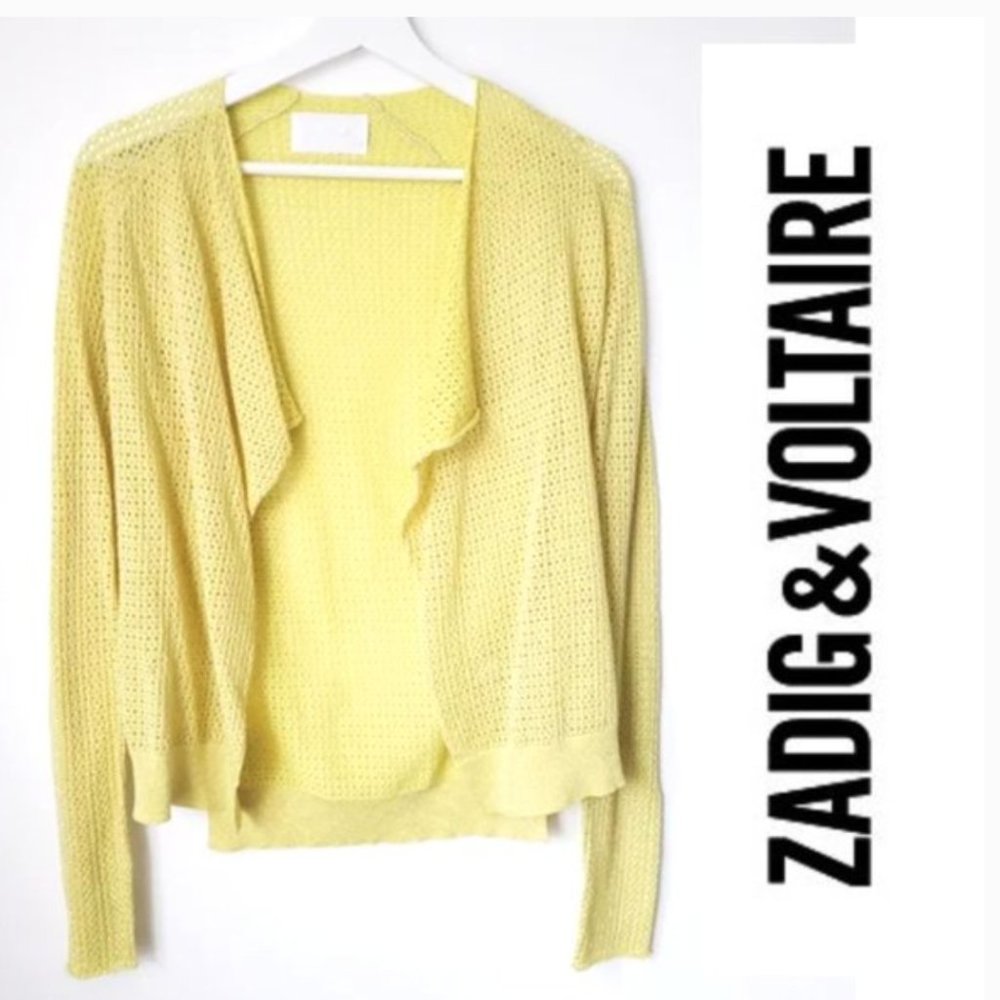 Zadig & Voltaire Daphnee Open Cardigan Metallic Citron Size XS-S